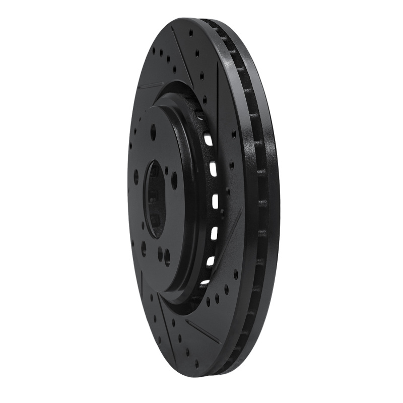 Acura MDX Brake Rotor (1) - Front Right - R1 Concepts - Drilled & Slotted - Black - `15-`25